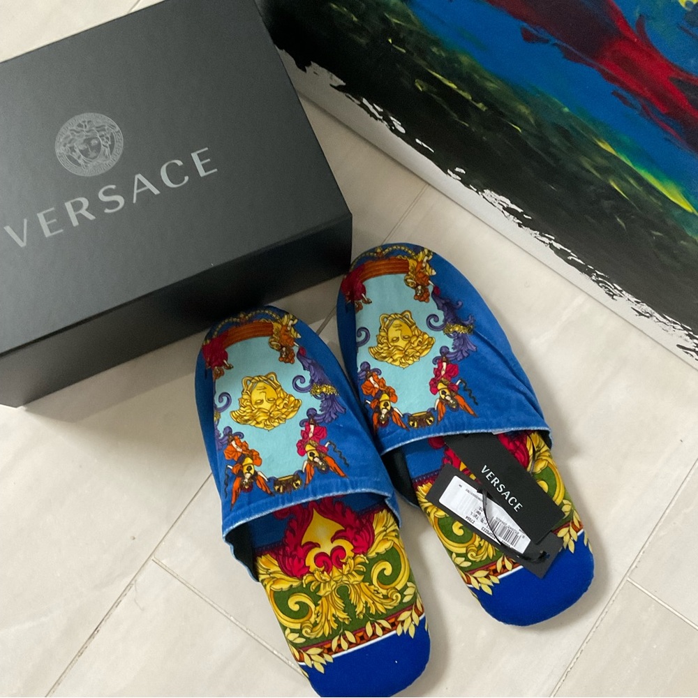 VERSACE Medusa Renaissance Slippers Size L - Picture 7 of 9